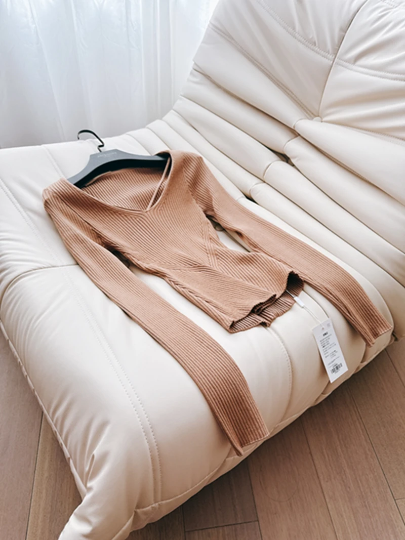 

Faionable Versatile Pure Desire Sli Slim Fit Base Layer U-Ne Modal Long Sve Sexy Ele Top Women's Knittedwear