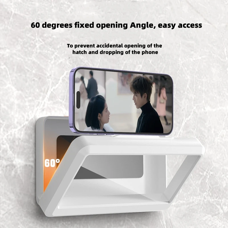 Bathroom Waterproof Phone Holder Home Wall Phone Case Stand Box Self-adhesive Touch Screen Phone Bracket Shower Sealing Storage image 3