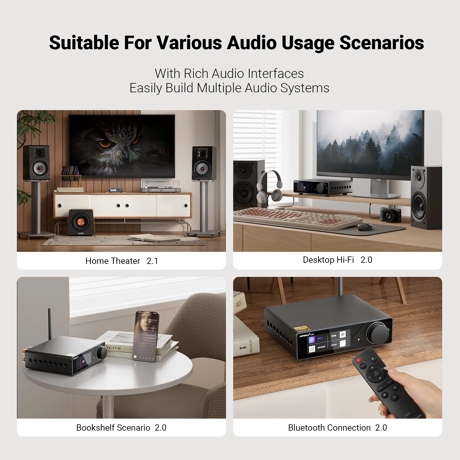 AIYIMA オーディオ A80 TPA3255 Bluetooth DAC ステレオ PFFB パワー