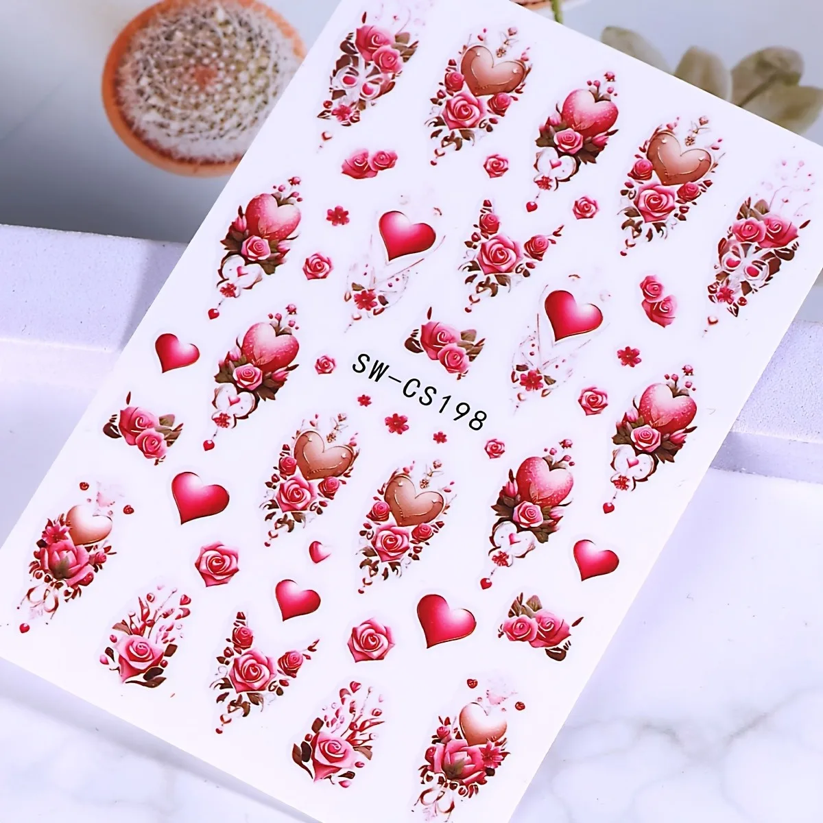 قطعتان من ملصقات أظافر زهرة الحب لعيد الحب، سهلة الاستخدام لتزيين الأظافر بنفسك والهدايا وتصفيف مكياج الحفلات والزفاف #6