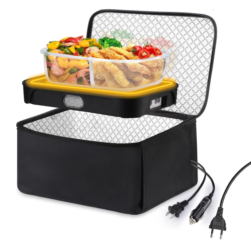 Car Home Dual Use 220V 110V 24V 12V Electric Heating Bag Plate Portable Outdoor Travel Picnic Food Lunch Box Heated Warmer Oven