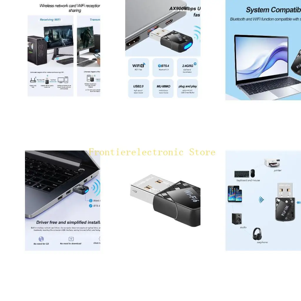 G8DB AX900 WiFi 6 USB Bluetooth-compatible Adapter Transmitter Receiver Dongle
