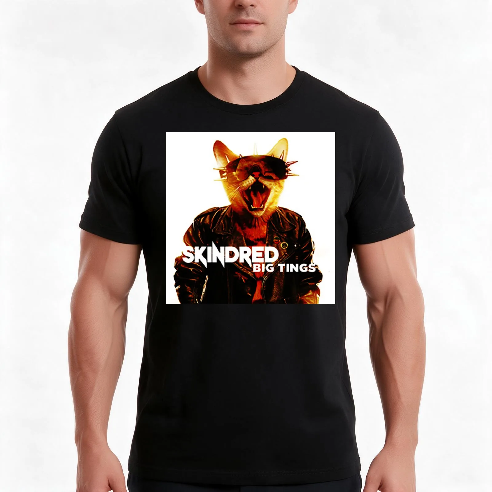 Big Tings Skindred T-Shirt, Summer Casual Cotton Tee, Oversized Streetwear Tops, Vintage Graphic Print, Loose Fit Short Sleeve