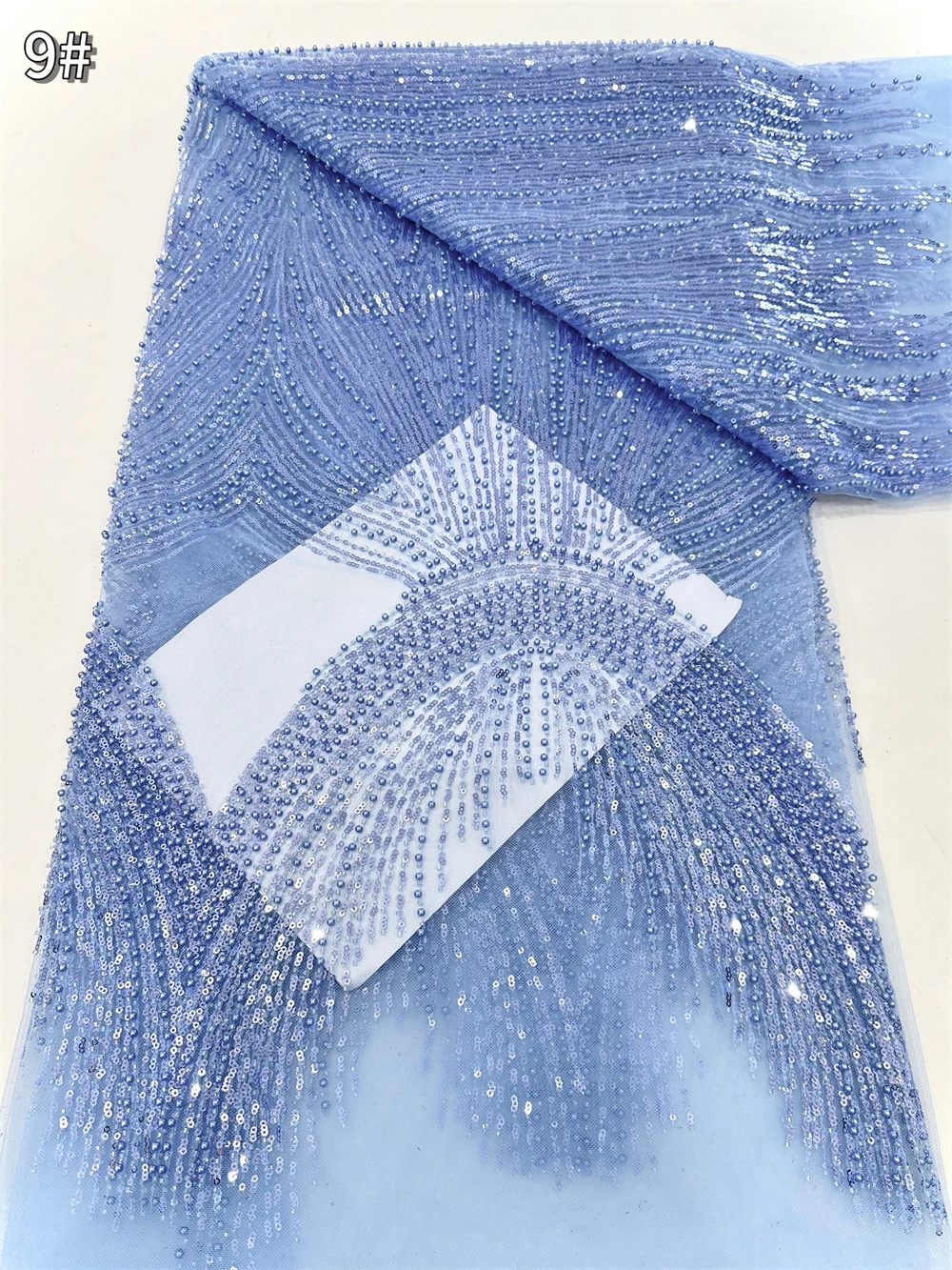 2026 High Quality Lace 5 Yards French Lace Fabric Nigerian Lace Fabrics African Sequins Beaded Lace Fabric For Wedding Party