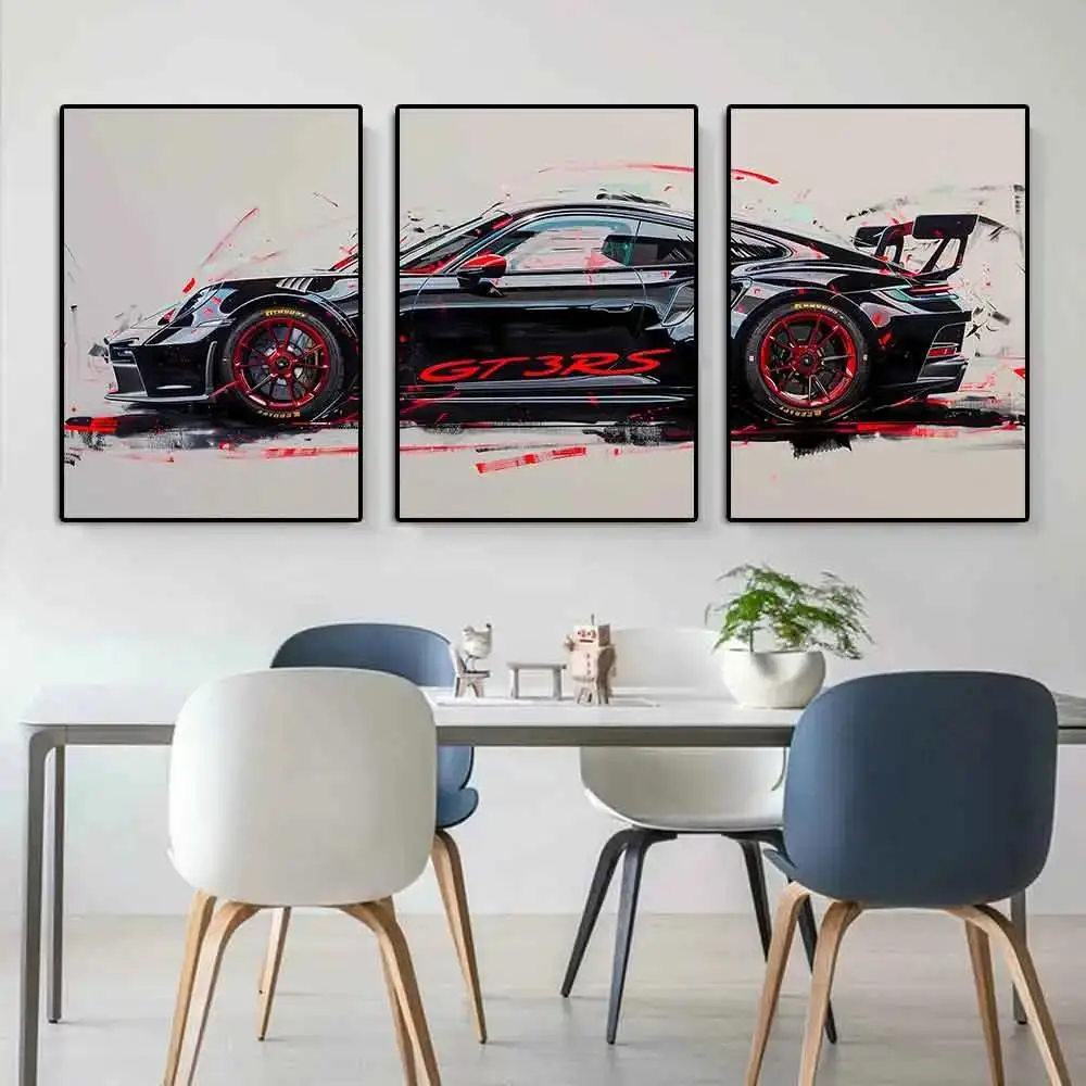 Supercar GT RS Graffiti Canvas Modern Pop Car Print Racing Game Wall Art for Gaming Room Decor