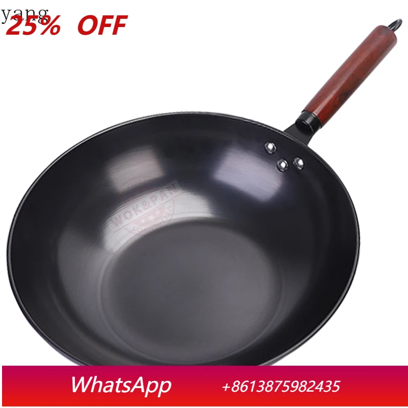

Carbon Steel Wok Pre-Seasoned Woks & Stir-fry Pans Nonstick Flat Bottom Chinese Wok for Induction Electric Gas All Stoves