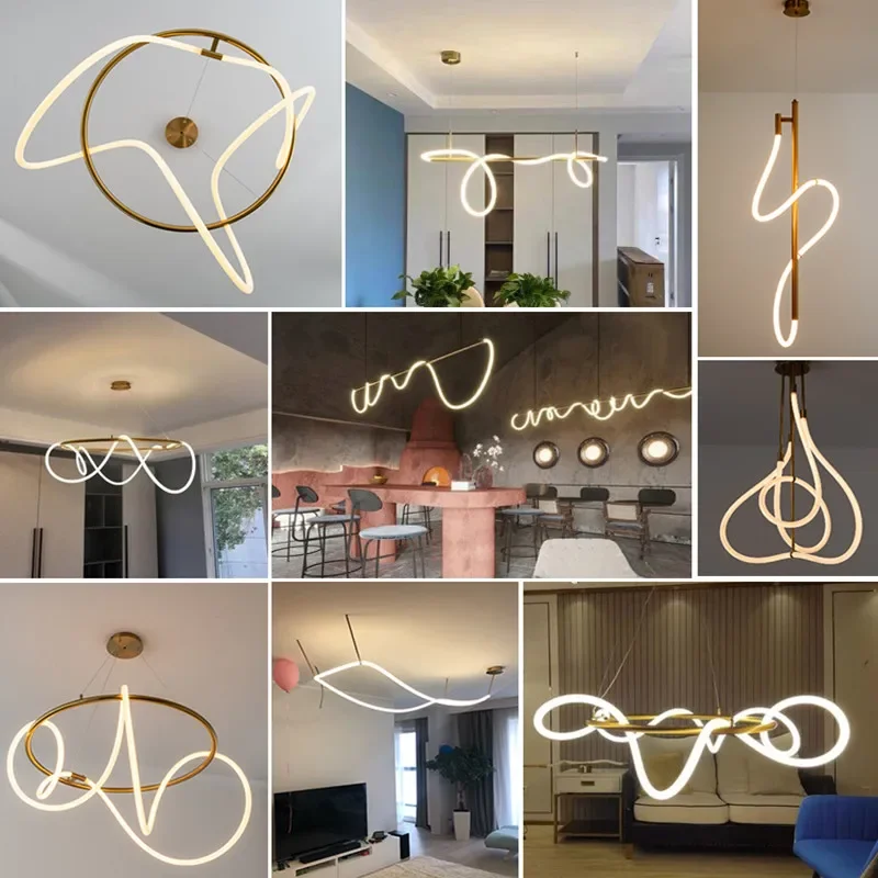 Post-Modern LED Long Hose Hanglamp Pendant Lights Creative Bar Cafe Shop Art Front Desk Designer Chandeliers Restaurant Lighting