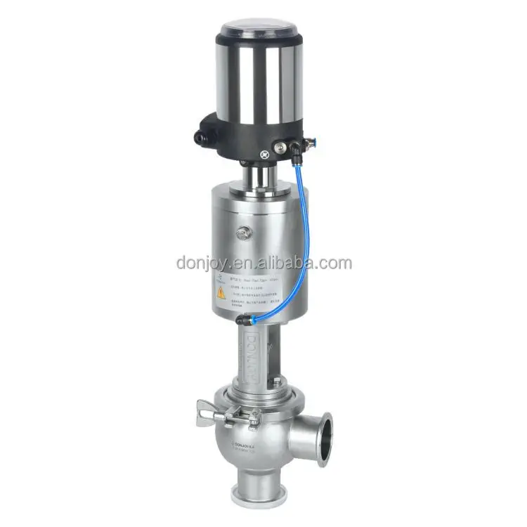 Stainless Steel Sanitary  Dairy Food  Divert Seat Valve Milk  Diverting Valve Flow Control  Regulating Valve With Control Head