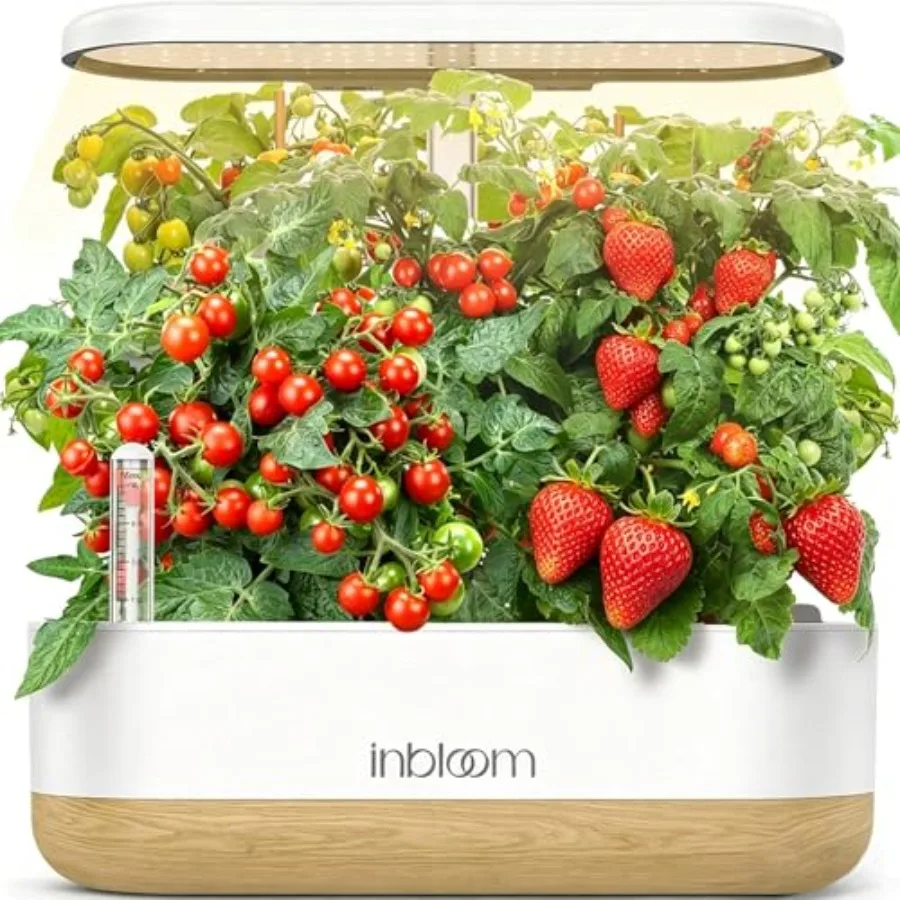 

Indoor hydroponics growing system for herbs, white plastic, full-spectrum LED grow lights, water shortage alarm and automatic t