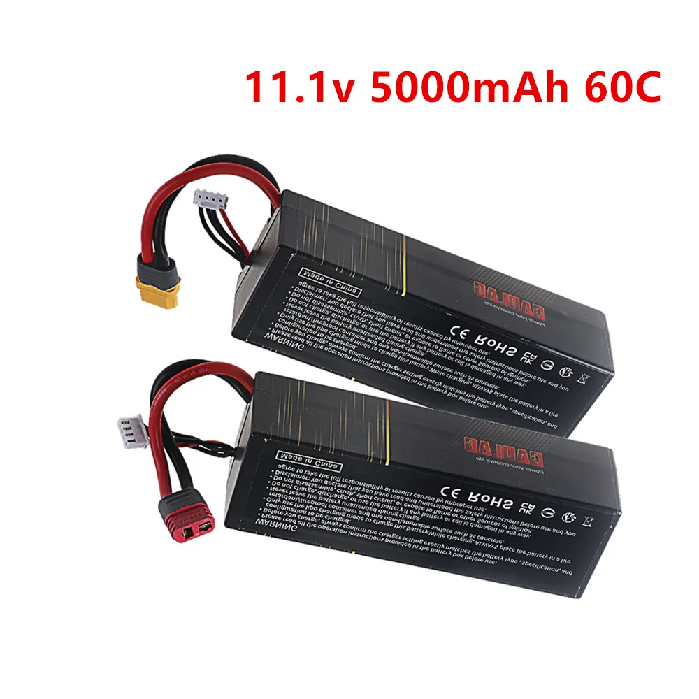 3s 11.1V 5000mAh 60C Lipo Battery with XT60 T Connector Hard Case Lipo Battery For RC E Buggy Truggy Car Parts