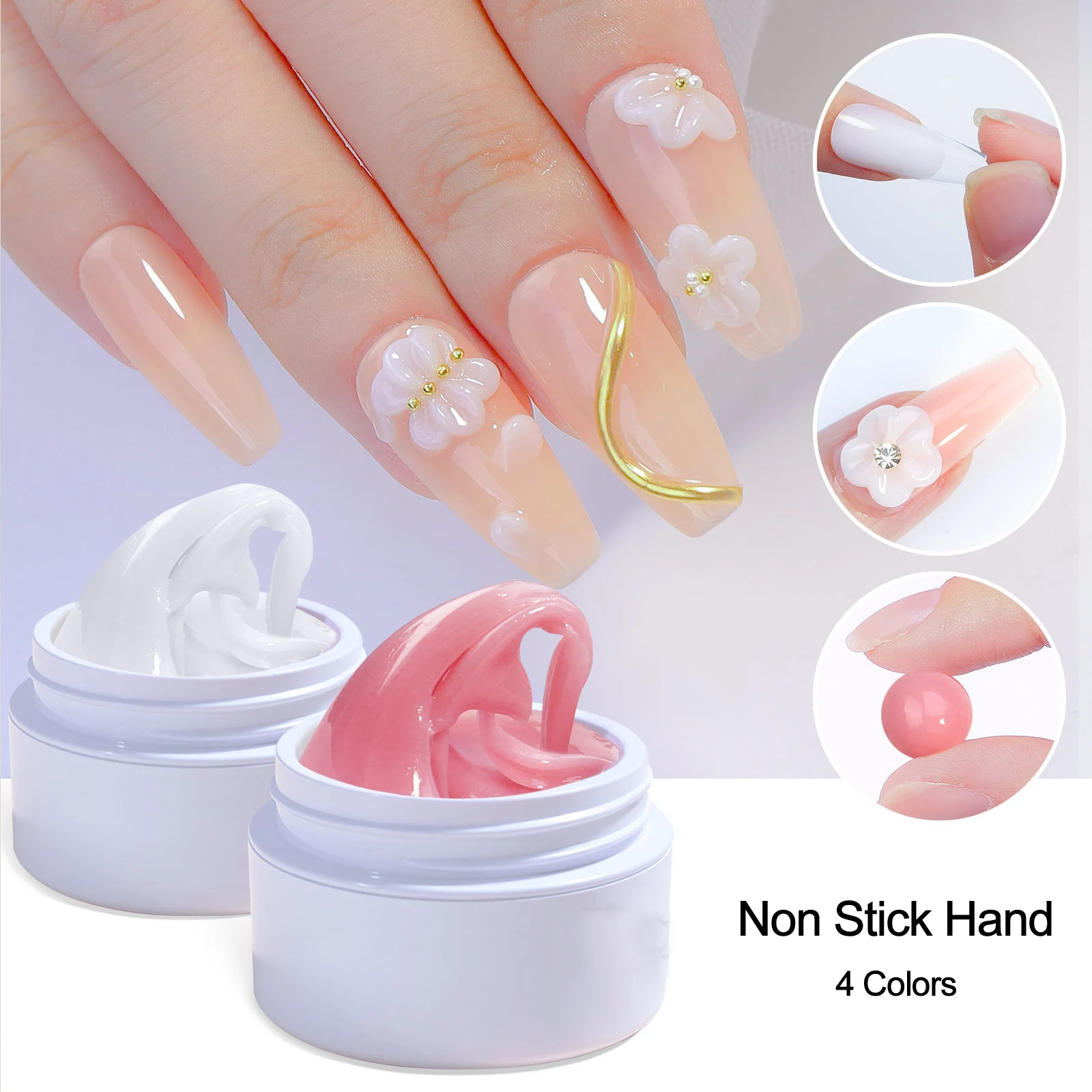 

15ml Carving&Shaping Nail Extension Gel Pink White Clear UV Nail Construction Gel Non Stick Hand DIY Manicure Art Supplies