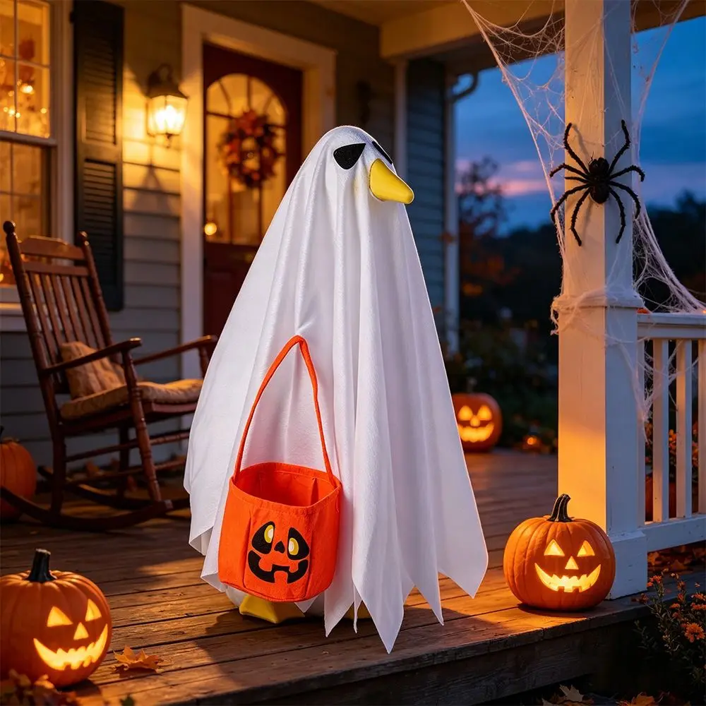 Wide Brim Porch Goose Costume Breathable Unique Ghost Outfit Trick-or-Treat Festive Decoration Pumpkin Prop Halloween Yard