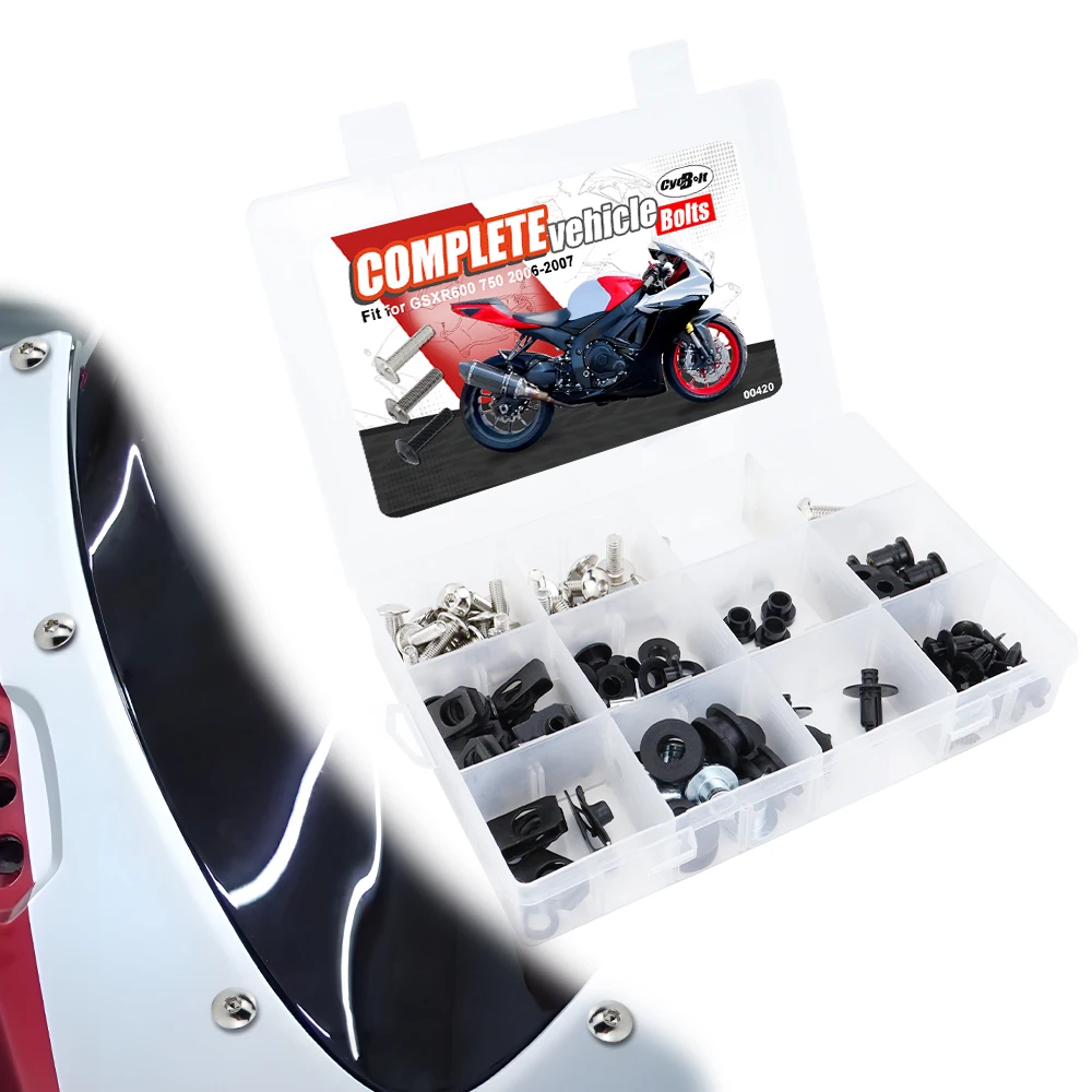 

132PCS Motorcycle Complete Full Fairing Bolts Kit Fit For Suzuki GSXR600 750 2006-2007 Fairing CIips Nuts Screws Grommets Steel