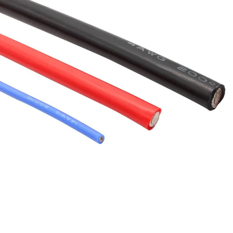 Flexible Silicone Cable Heating 200℃18/17/16/15/14/13/12/11/10/8/6AWG Single Core Tinned Copper Battery Cable Multicolor Wire