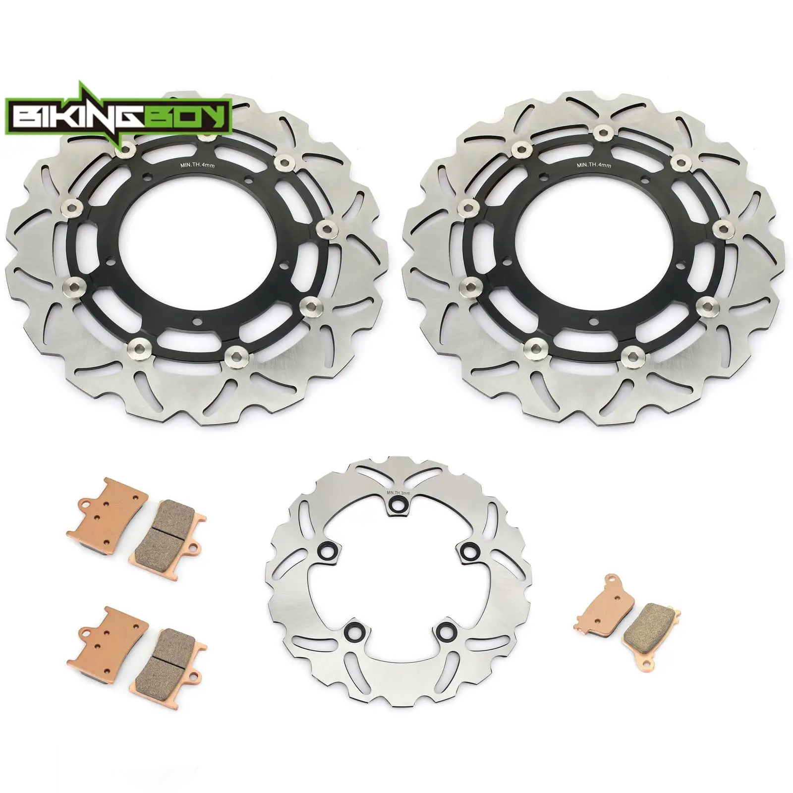 For YZF R1 98 99 00 01 02 03 04 05 06 07 08 09 10 11 12 13 14 15 16 17 18 19 20 21 22 23 24 Front Rear Brake Discs Rotors + Pads
