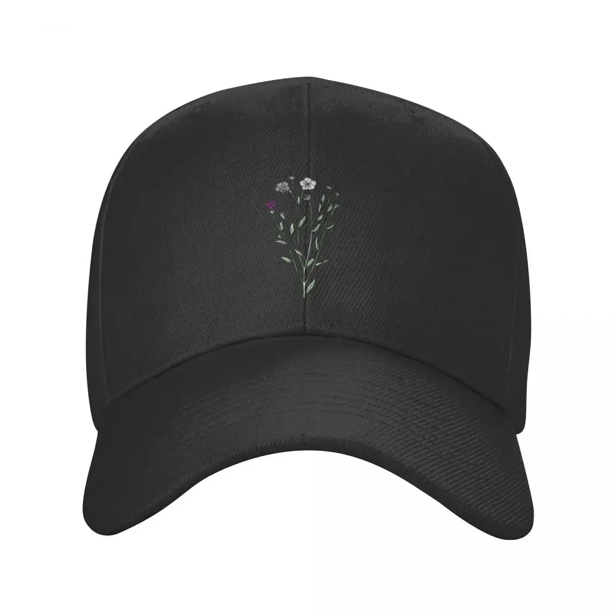 Subtle Asexual Pride Flax Sprig Baseball Cap Custom Cap  Hat Man Ladies Men's