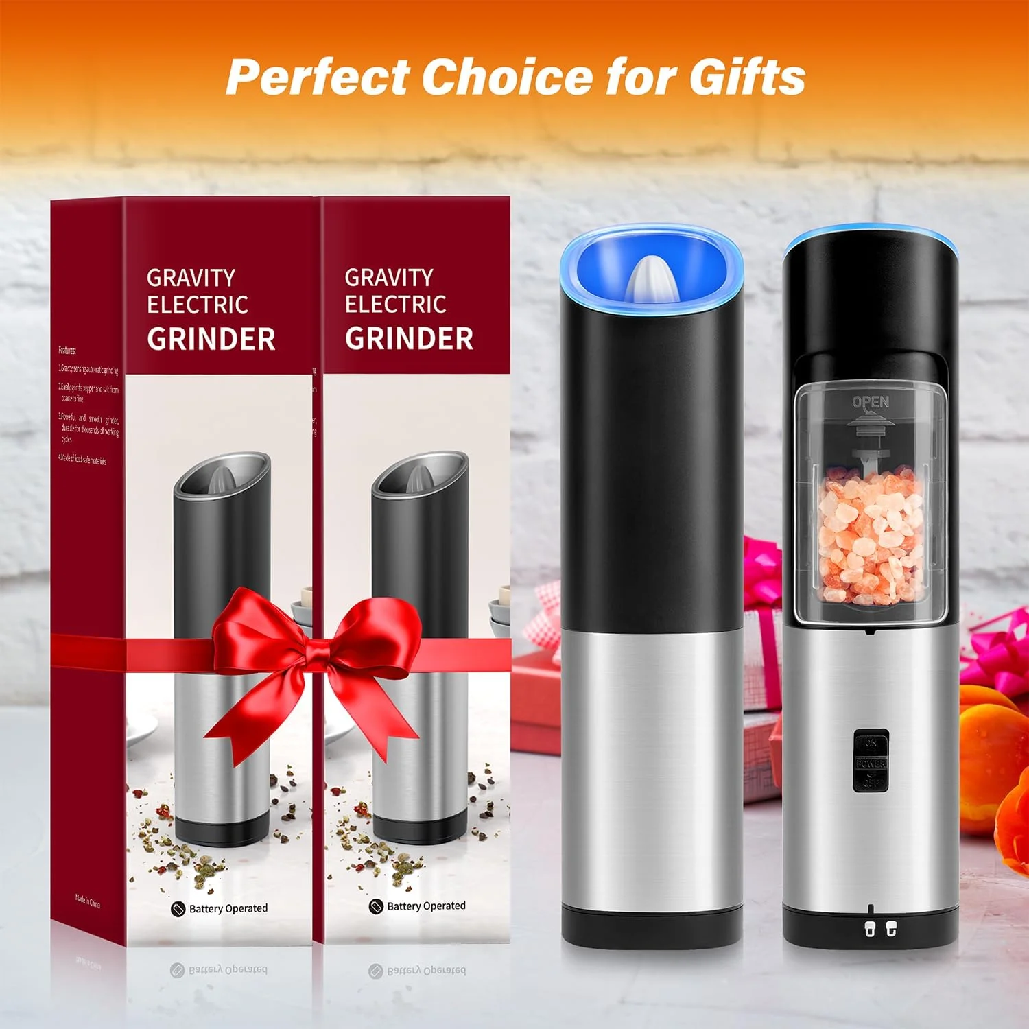 

Electric Pepper Grinder BBQ Tools Kitchen Spice Mills Adjustable Coarseness Stainless Steel Automatic Gravity Sensor Grinders