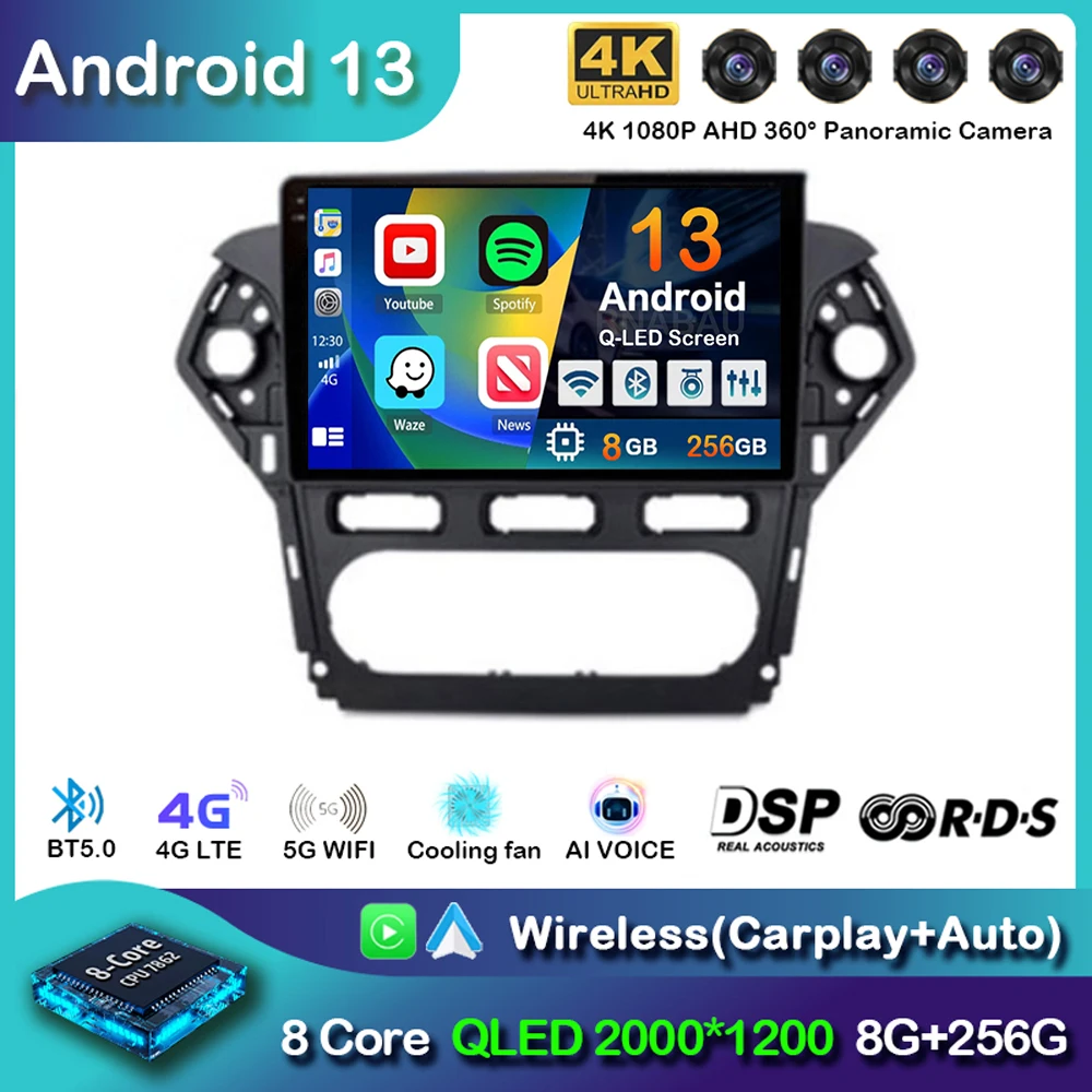 

Android 13 Carplay For Ford Mondeo 4 2010 2011 2012 213 2014 Car Radio Multimedia Video Player Navigation Stereo GPS 2din Audio