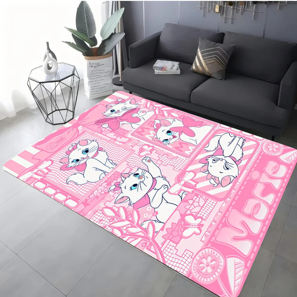 سجادة مينيسو ديزني الرائعة بتصميم قطة ماري لغرفة المعيشة بجانب السرير ومساحة المعيشة أرضية على شكل قطط وردي مرحة M