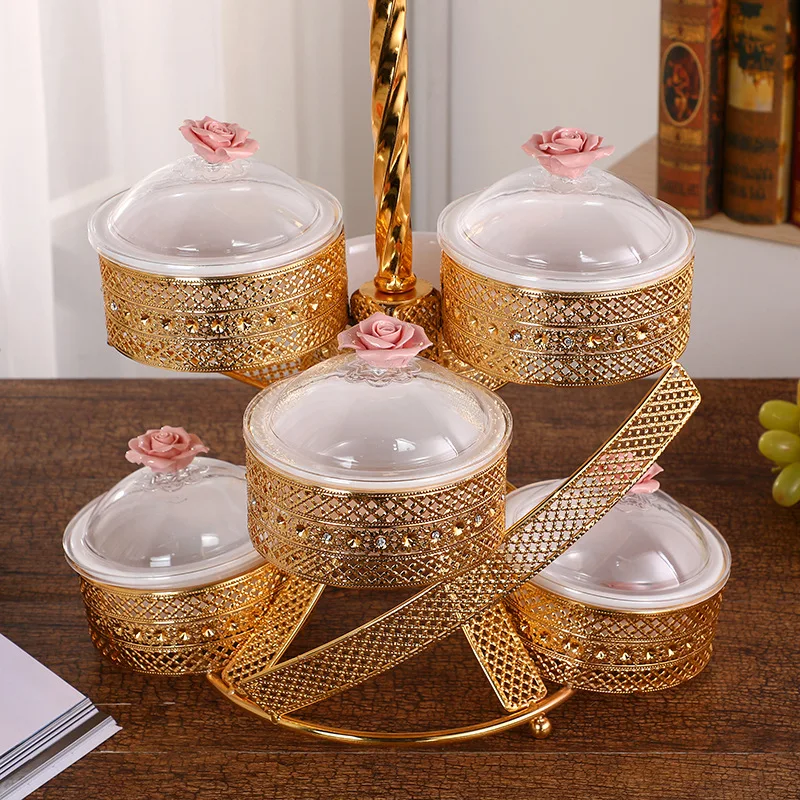 

Retro Golden Dry Fruit Box Luxury Wall Mountable Ladder Style Alloy Fruit Basket Creative Home Decor Exquisite Storage Solution