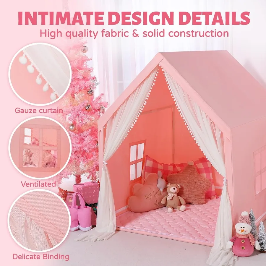 Tente intérieure pour tout-petits : avec tapis étoiles lumières - Playhouse intérieur pour tout-petits - Tente pour tente tipi pour jouer à l'intérieur des filles et des garçons