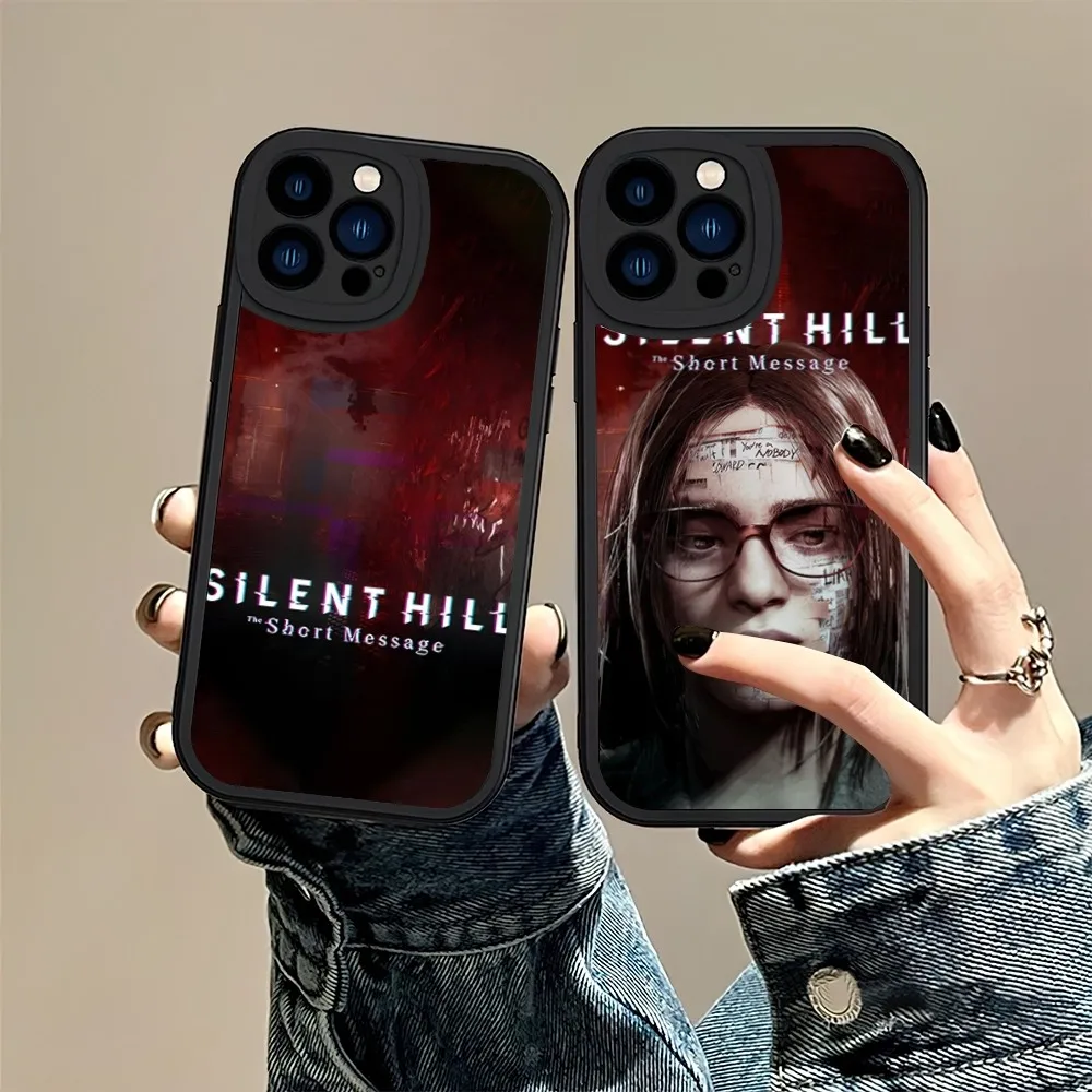 Game S-Silent Hill Short Message Phone Case For iPhone 11 12 13 14 15 X XR Pro MAX Plus Lens Protective Leather Soft Back Cover