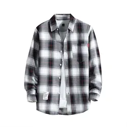 Men's plaid shirt long sleeved Korean version slim fitting fashionable plaid pattern business casual classic quality shirt