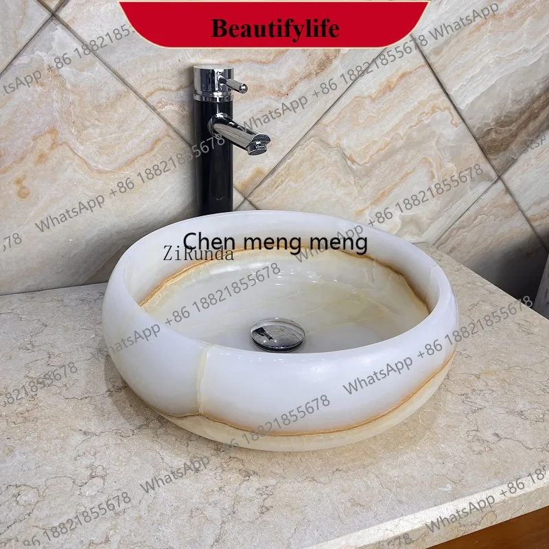 

F185 On-stage wash basin Integrated thickened art toilet Bathroom jade surface basin