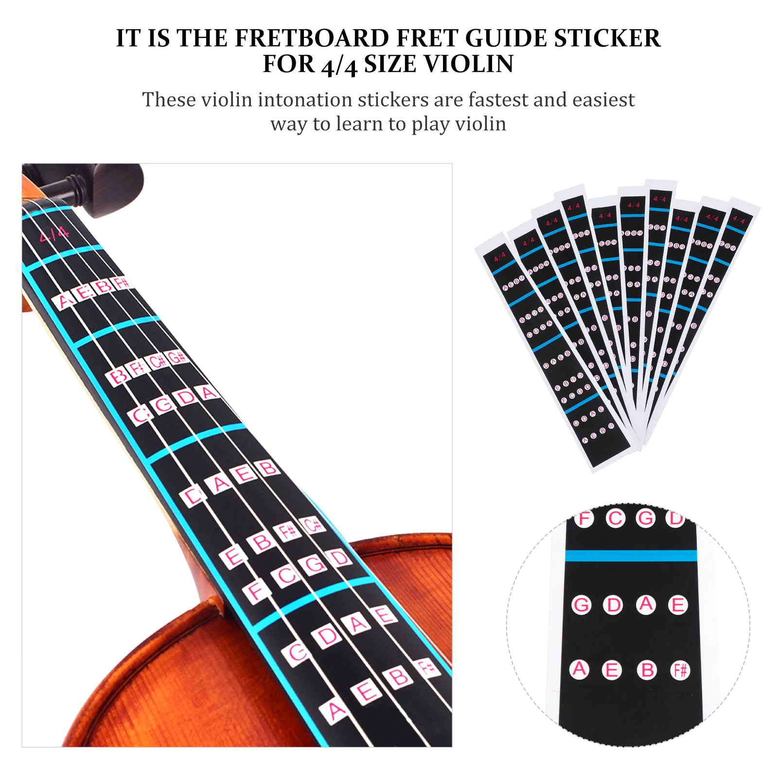 10 Sheets Violin Finger Stickers Nail Fiddle Fingerboard Guide Fretboard Marker Pvc Child Decal for Intonation