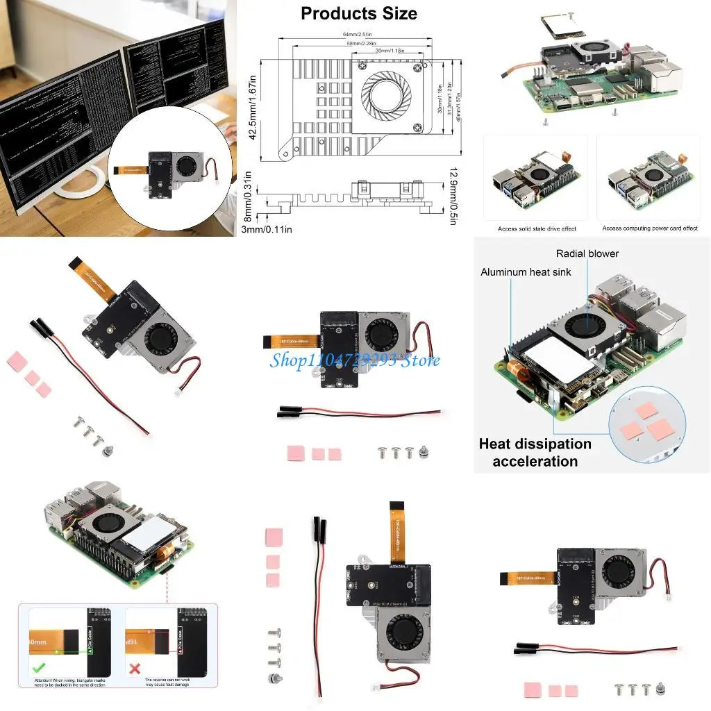 

Y2GD Pcie to M.2 Adapter Board with Active Cooling Fan,for Motherboards 8Gbps Data Transmission Speed Supports NVMe