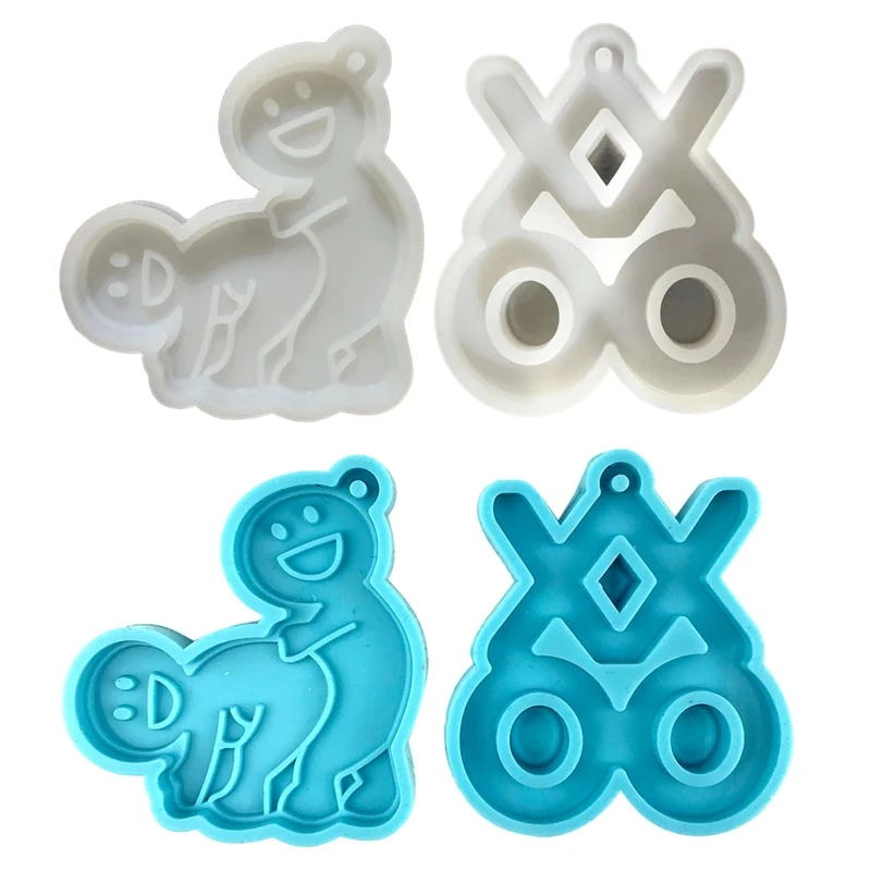 

2 Pcs Shiny Glossy Silicone Molds Valentine's Day Keychain Mold DIY Necklace Pendant Jewelry Epoxy Resin Crafting Molds