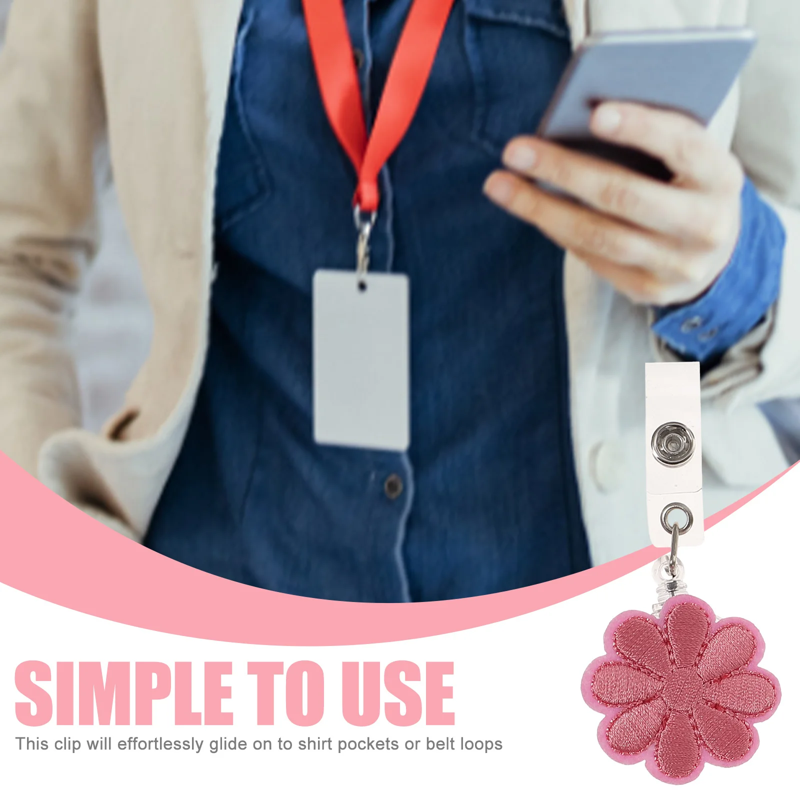 

5pcs Fabric Badge Reel 65Cm Stretchable Flower Design Retractable Name Tag Holder For Nurse Teacher Student Id Card Carrier