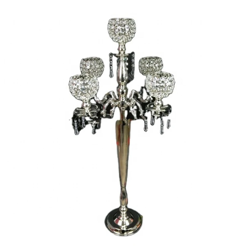 90 cm) centros de mesa de boda candelabro alto dorado 5 brazos candelabro de cristal suministros de boda candelabro de mesa centro de mesa 2820