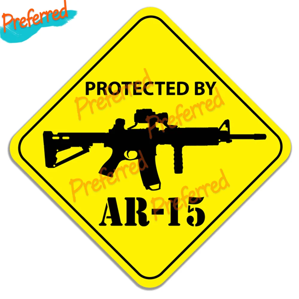 Protected By AR15 Assault Rifle Gun Car Truck Window Decal Vinyl Sticker USA