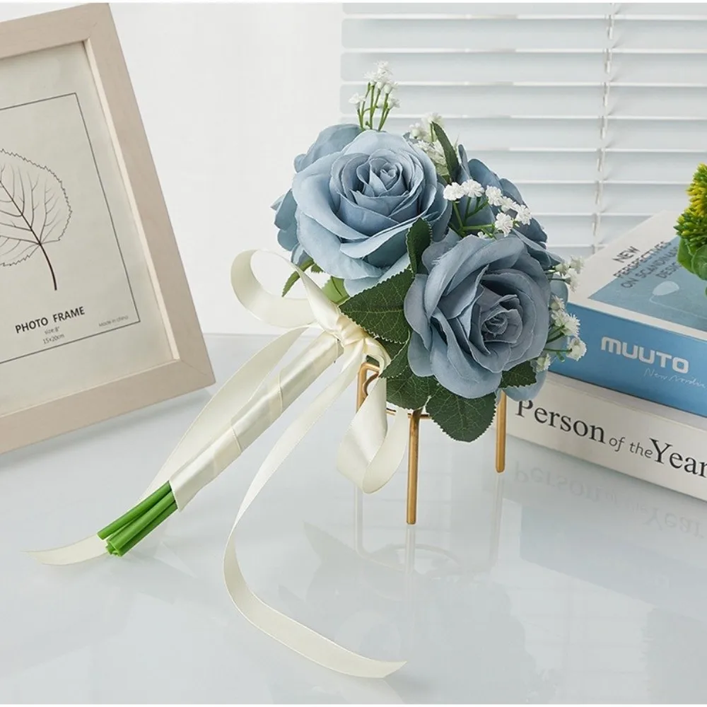 Bridal Holding Flower Bridal Bouquet Artificial Roses Silk Flowers Wedding Bridesmaid Bouquet Artificial Silk Flower Bouquets