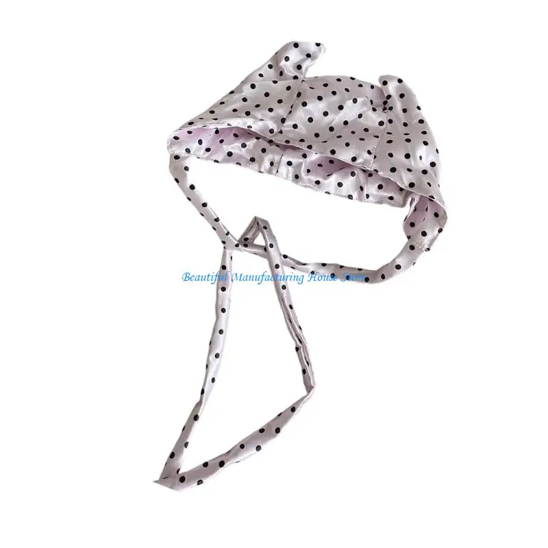 E56A Cosplay Devil Horn Brimless Hat with Dotted Print 2000s Anime Event Pulllover Hat