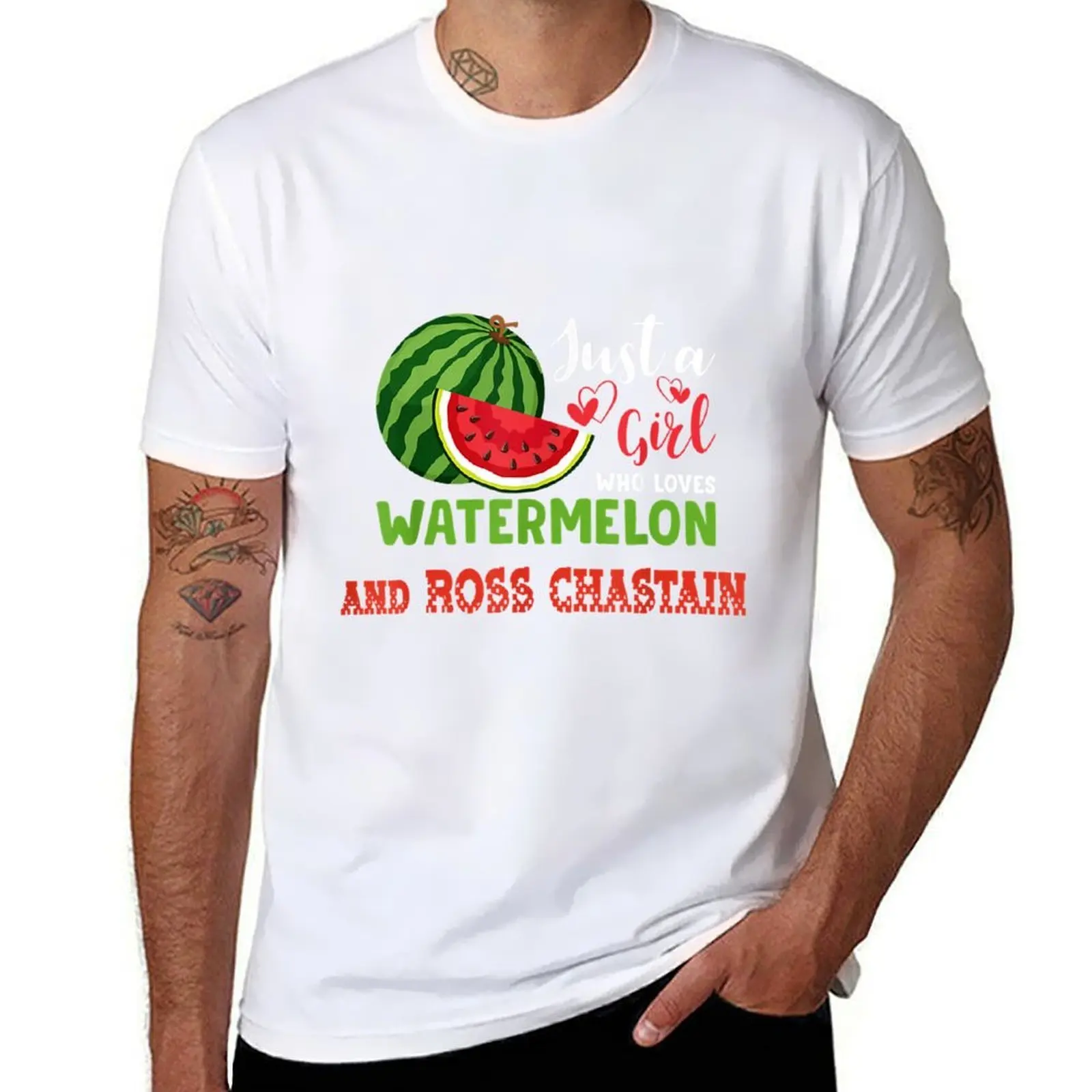 

JUST A GIRL WHO LOVES WATERMELON AND ROSS CHASTAIN T-Shirt t shirts for man cotton soft t shirt man luxury T-Shirt
