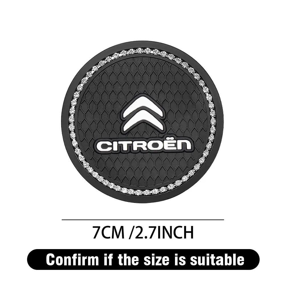 2pc Car Water Coaster Holder Anti-slip Diamond Rubber Mat Car Interior Accessories For Citroen C1 C2 C3 C4 C4L C-ELYSEE C3-XR