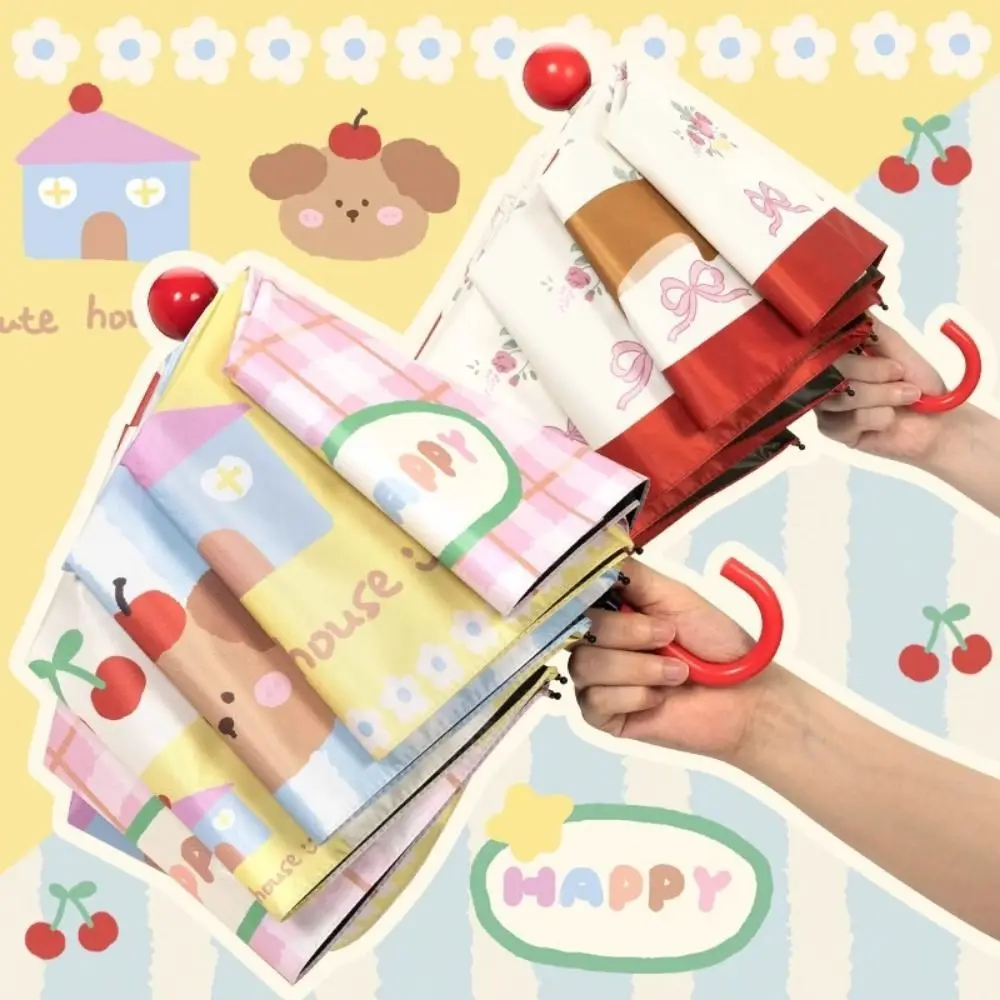 

Portable Dog Pattern Sunshade Umbrella Automatic/Manual Cartoon Folding Umbrella Hook Handle Outdoor Travel Umbrella Summer