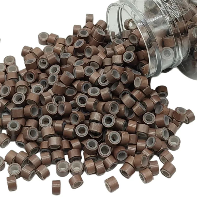 100 шт., микрокольца для наращивания волос, бусины 5 мм, бусины с силиконовой подкладкой для наращивания человеческих волос, инструмент-разноцветные