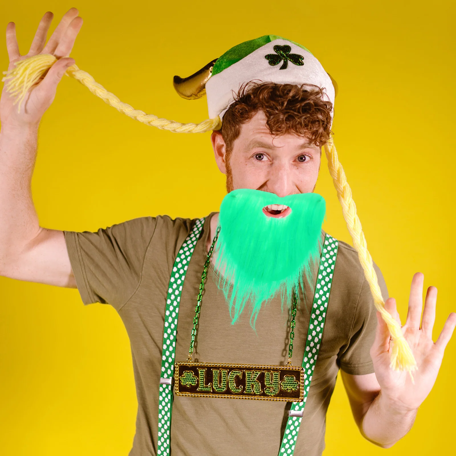 

2 Pcs Beard Green Decoration Men's Fake Creative Party Performance Prop Props Beards False Cosplay