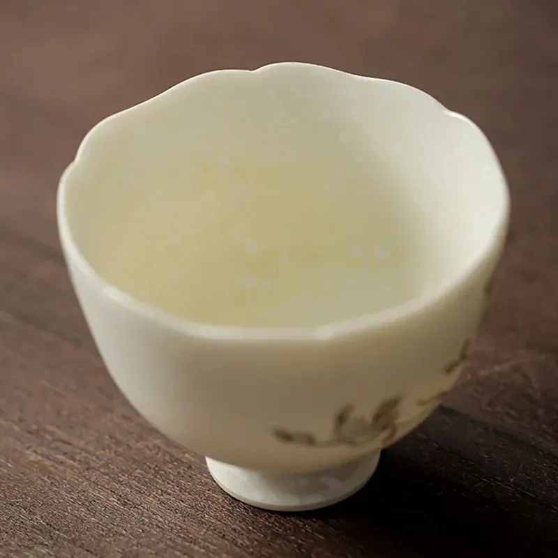 1 Pc Chinese Hand-painted Peach Blossom Tea Cup Ceramic Tea Bowl Vintage Personal Teacup Handmade Tea Set Travel Meditation Cup