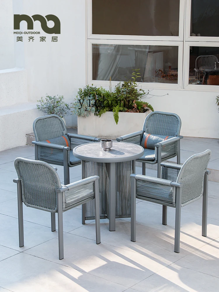 

TWR Garden Outdoor Waterproof Sunproof Rattan Dining Table and Chairs for Balcony