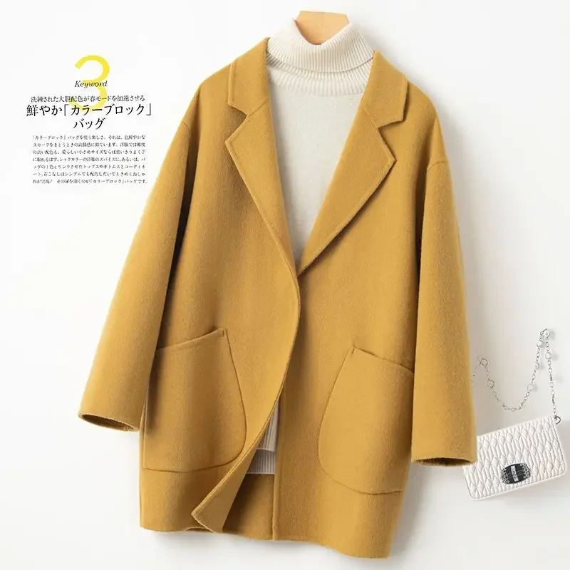 2024 High-Quality Autumn and Winter Double Sided Woolen Coat Women New Fashion Loose Wool Jacket Clothes Female Slim Outerwear