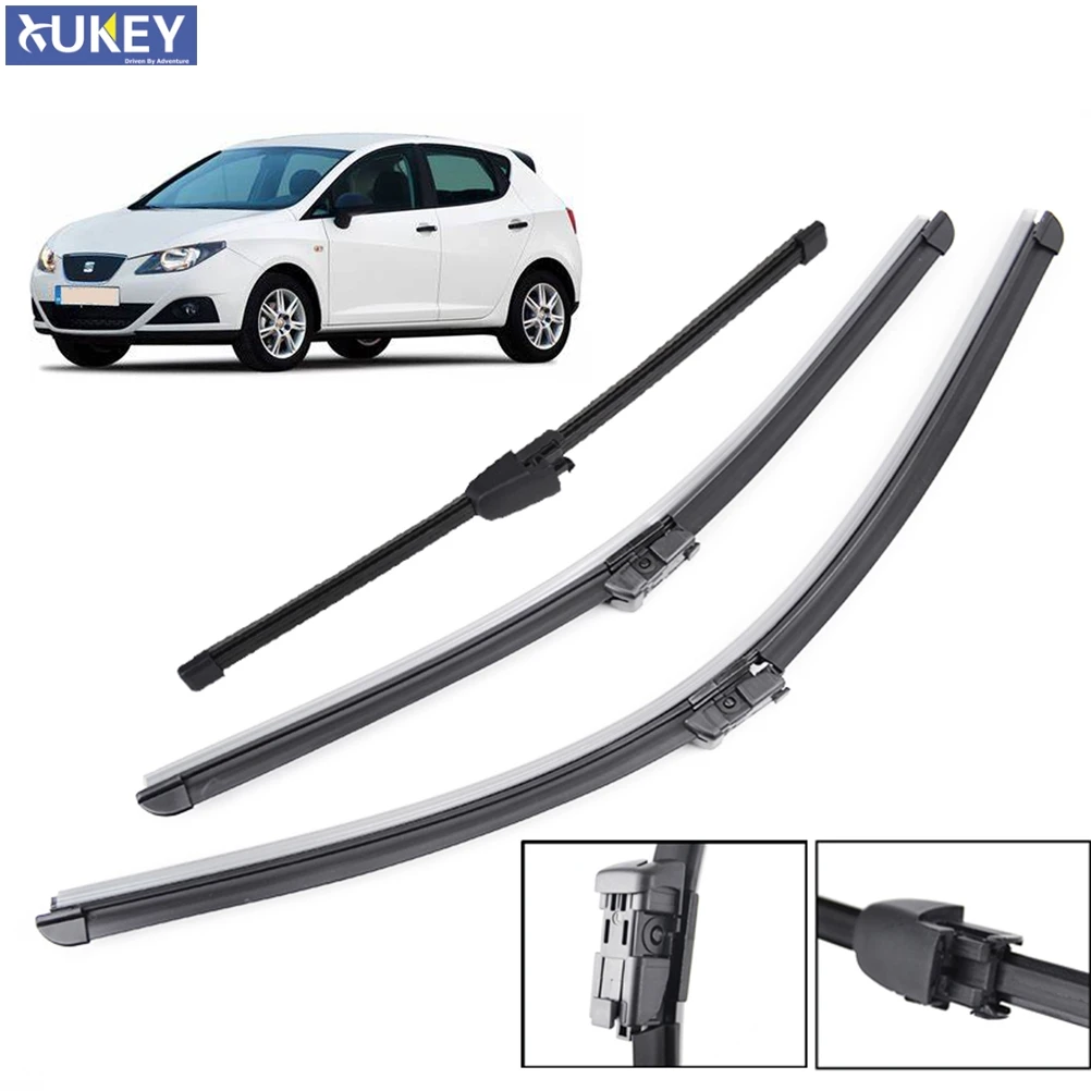 Xukey 3Pcs Front & Rear Windscreen Wiper For Seat Ibiza Coupe 6J Hatchback 2017 2016 2015 2014 2013 2012 24