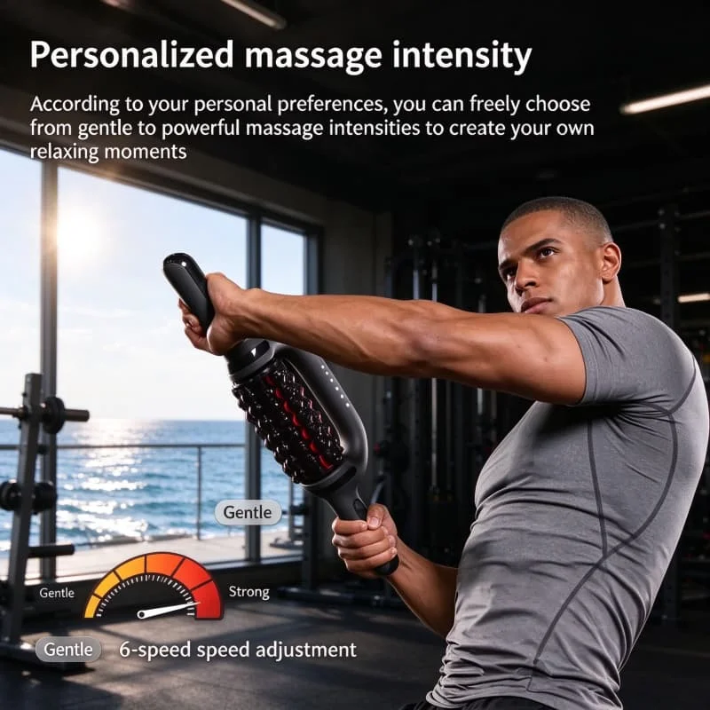 Electric Massage Roller Portable Muscle Massager Red Light 6 Speed Adjustable Rechargeable Body Relaxation Massager For Gym Home