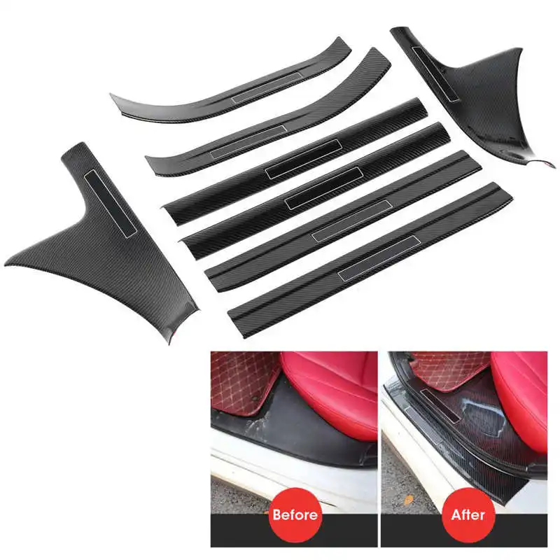 8Pcs Door Plate Sill Cover 3D Carbon Fiber Color Sticker Fit for Honda Civic 10th 2016 2017 2018 2019 2020 Car style