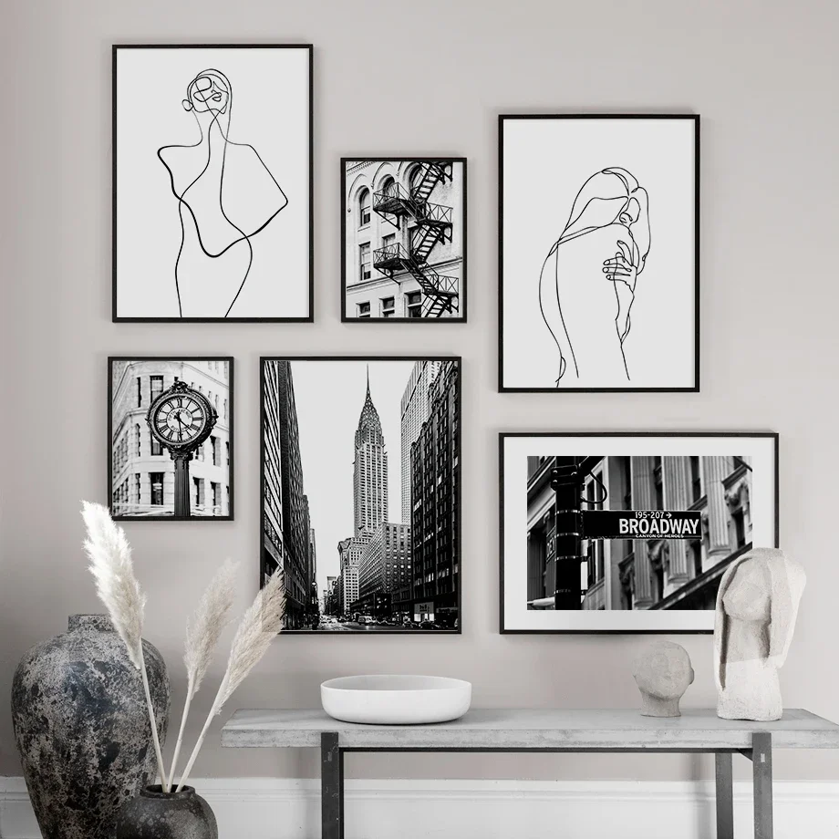 Modern Simple Wall Art Black and White New York Architecture Quotes Wall Art HD Print Poster Home Living Room Bedroom Decoration