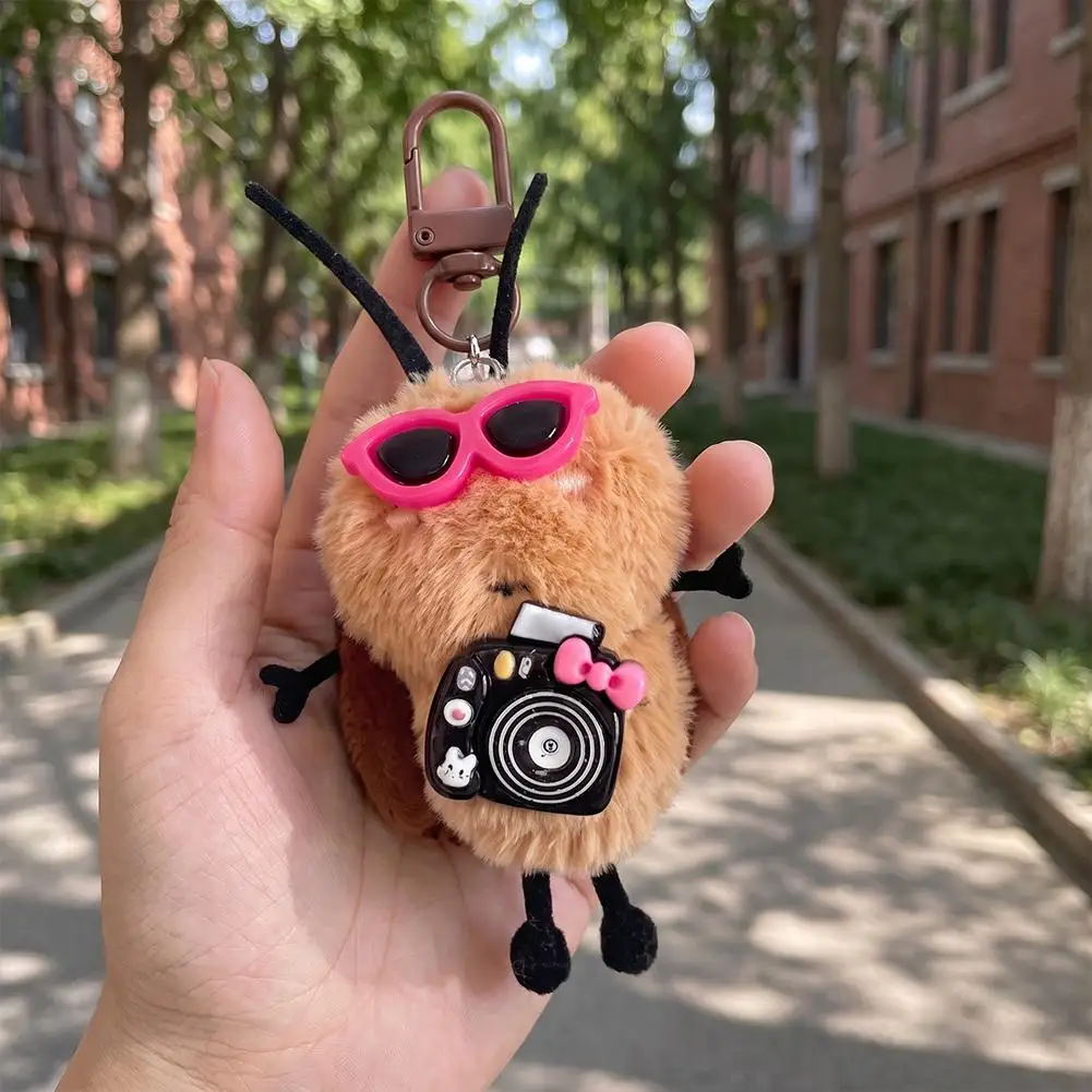 Cute Ugly Cockroach Plush Keychain Cute Bag Car Creative Doll Plush Keychain Hanging Backpack Pendant Charm Kawaii Abstract