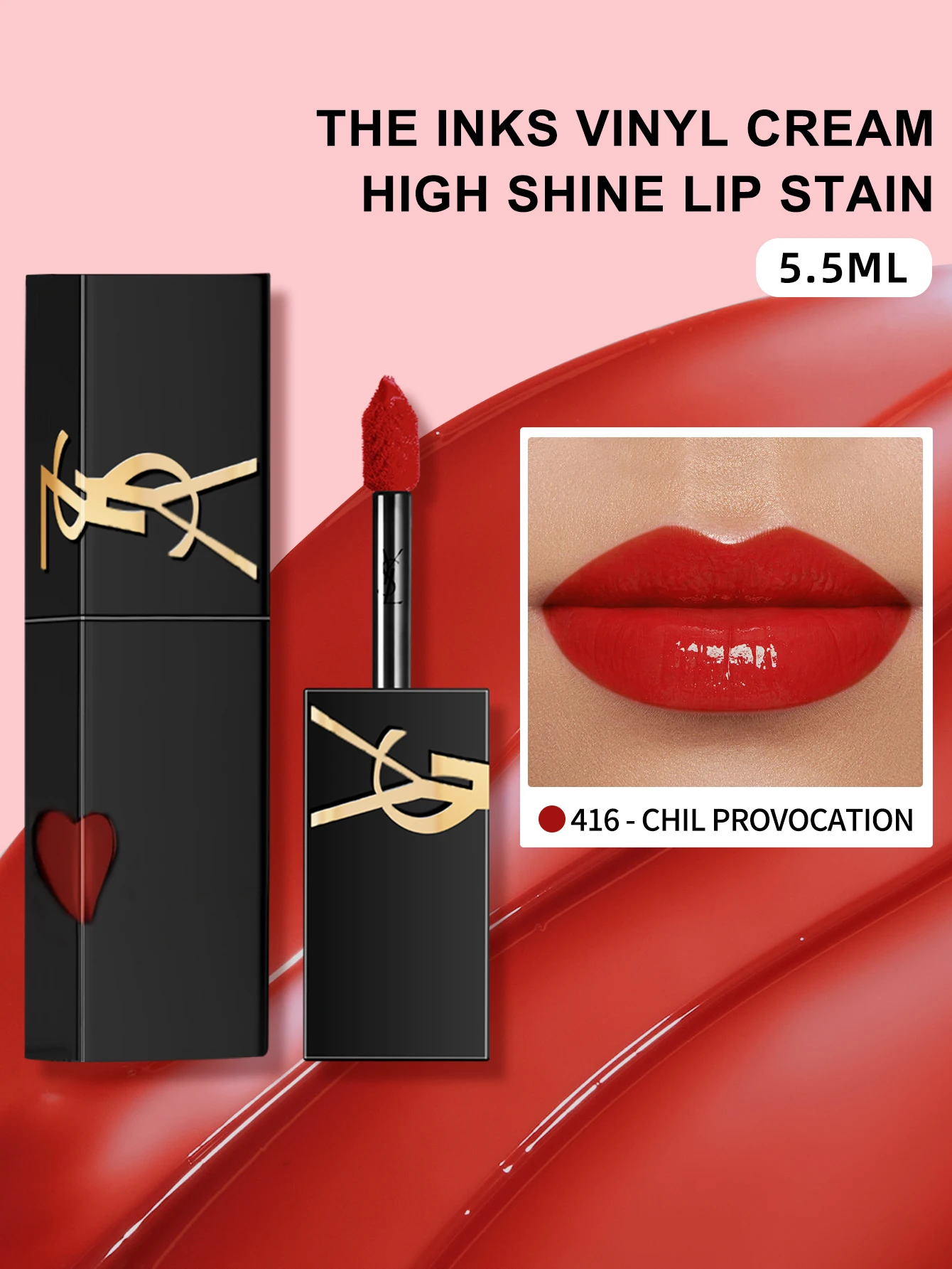 

Yves Saint Laurent The Inks Vinyl Cream High Shine Lip Stain #610-Nude #416-Chili - 0.18 FL .OZ./5.5ML
